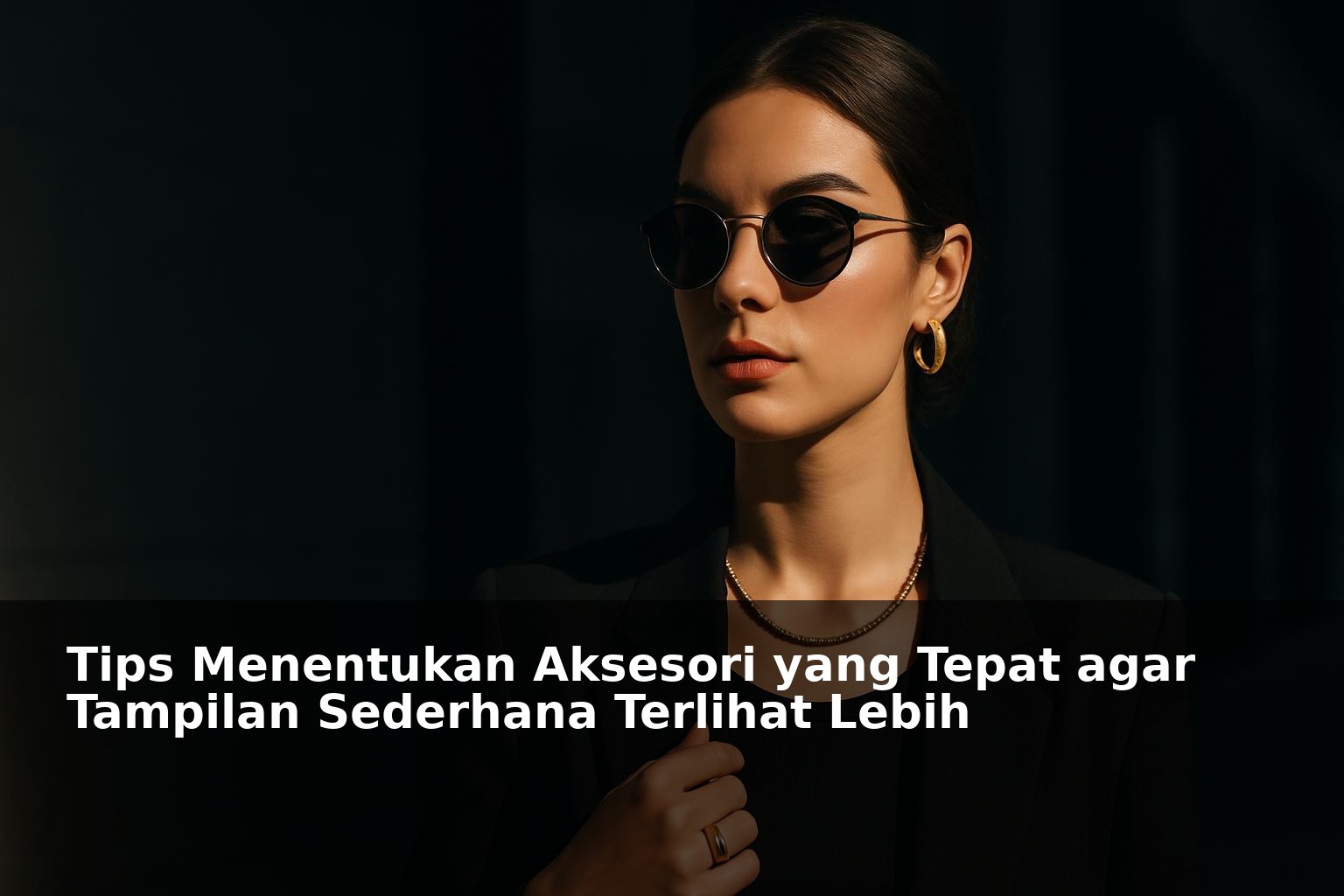 Wanita mengenakan aksesori modis dengan tampilan sederhana berkarakter