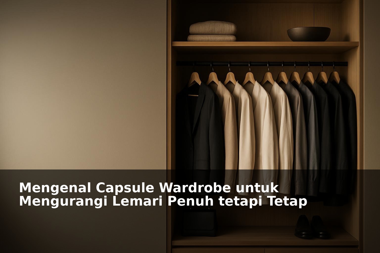 Ilustrasi lemari pakaian minimalis dengan beberapa pilihan outfit gaya modern