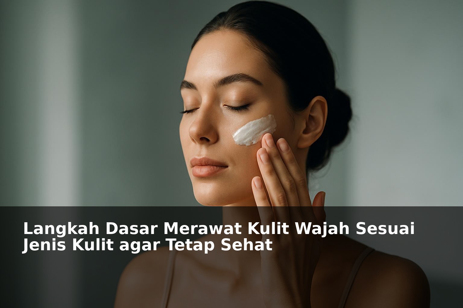 Wanita sedang merawat kulit wajah dengan produk skincare sesuai jenis kulit