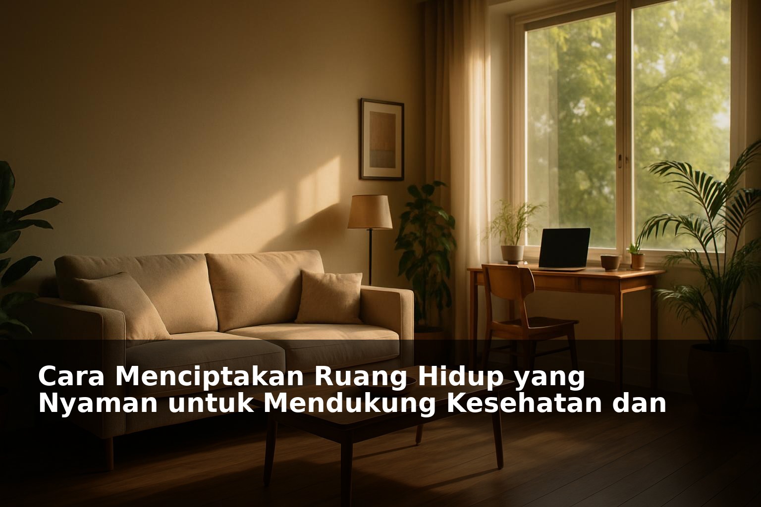 Ruang hidup modern yang nyaman dengan pencahayaan alami dan desain minimalis