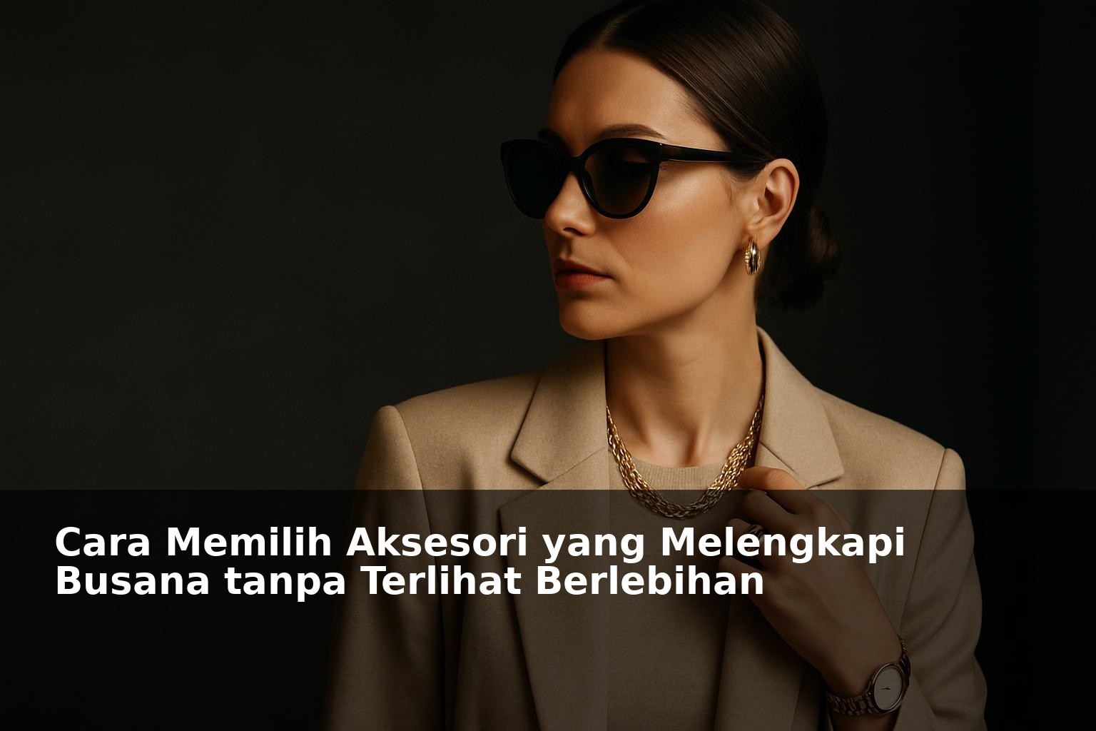 Wanita mengenakan aksesori modis yang melengkapi busana dengan gaya elegan tanpa berlebihan